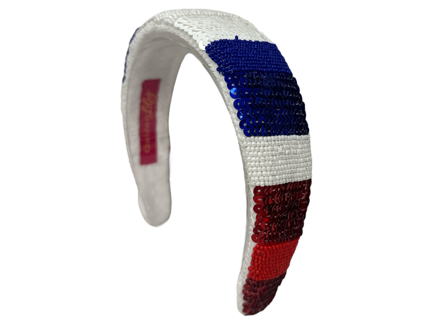 Solid Headband - Sequin Stripe - Red, White and Blue