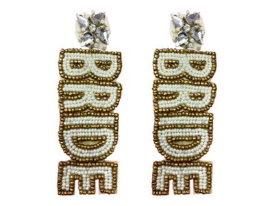 WS Bride Earrings - Gold and White