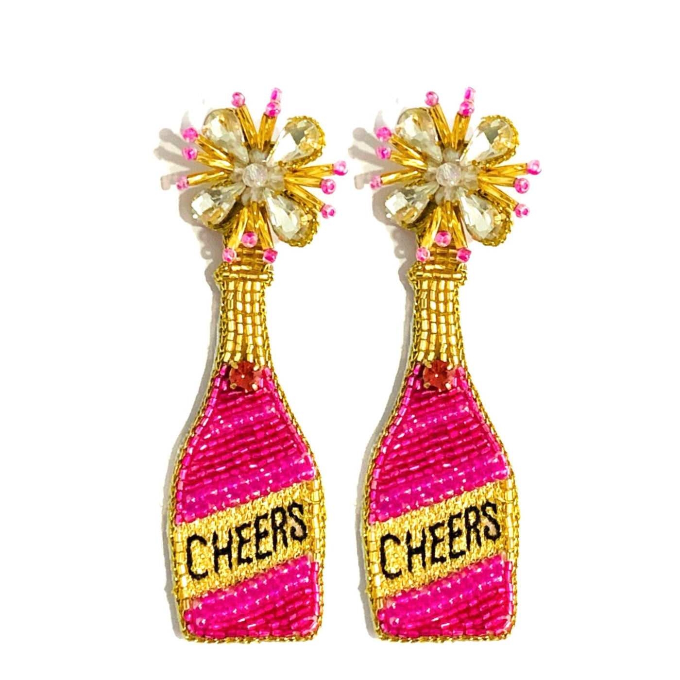 WS Champagne Bottle Earrings - Cheers