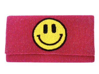 Smiley Seed Bead Handbag - Pink