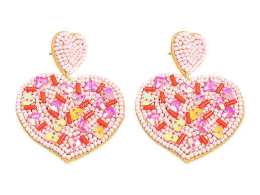 Heart of Gold Earrings - Pink