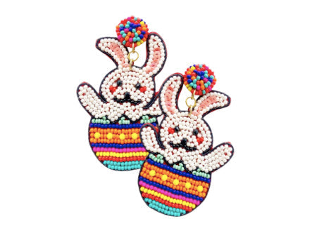 Easter Bunny With Egg Earrings - Multi