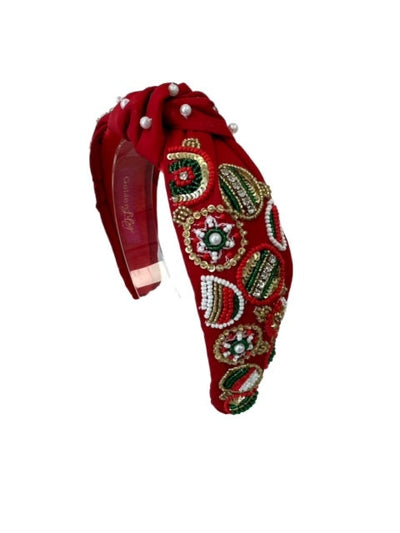 Christmas Headband Knot - Red Ornament