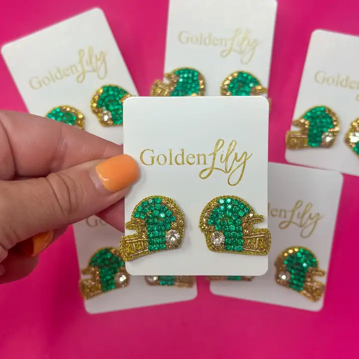 Helmet Stud - Green and Gold