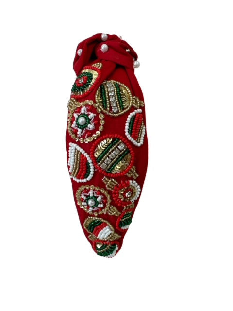Christmas Headband Knot - Red Ornament