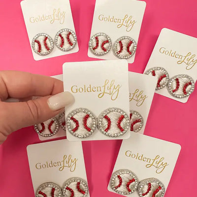 Fancy Baseball Stud Earrings