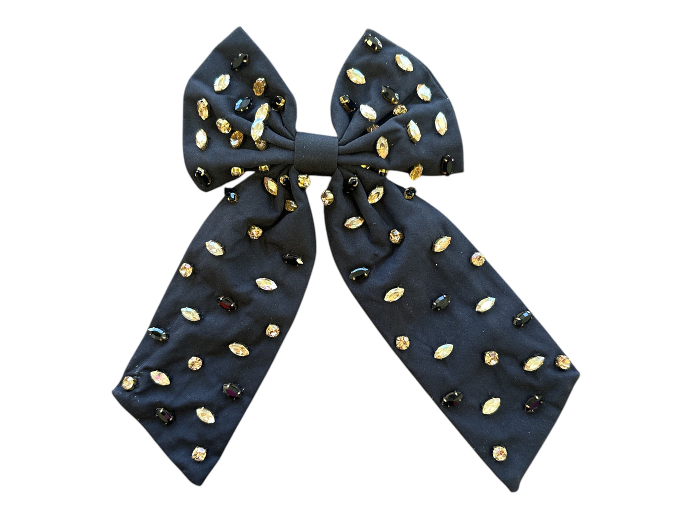 Rhinestone Bow - Black and Gold