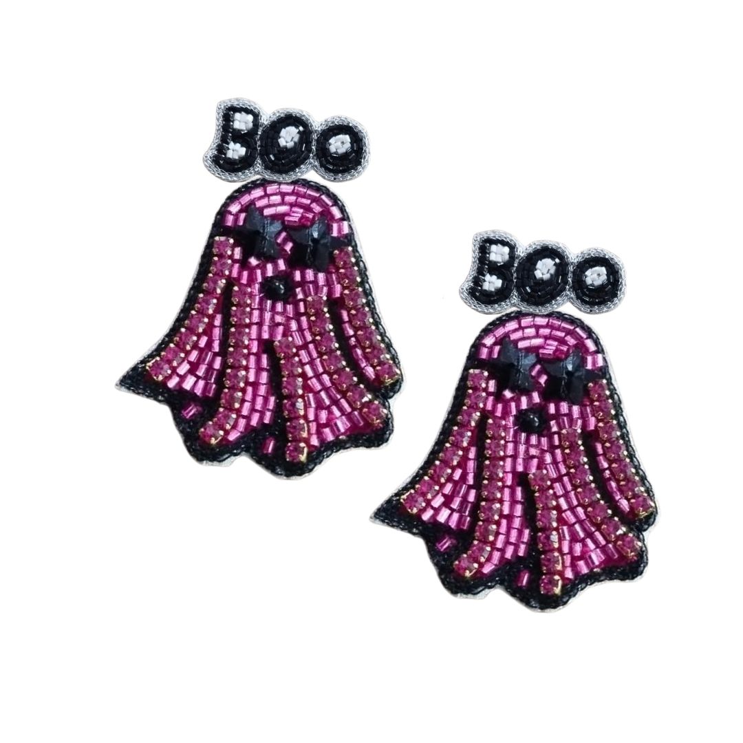 Rhinestone Boo Halloween - Rhinestone Boo with Ghost Earrings – Golden Lily Wholesale