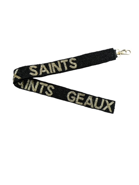 Geaux Saints Black and Gold Beaded Purse Strap