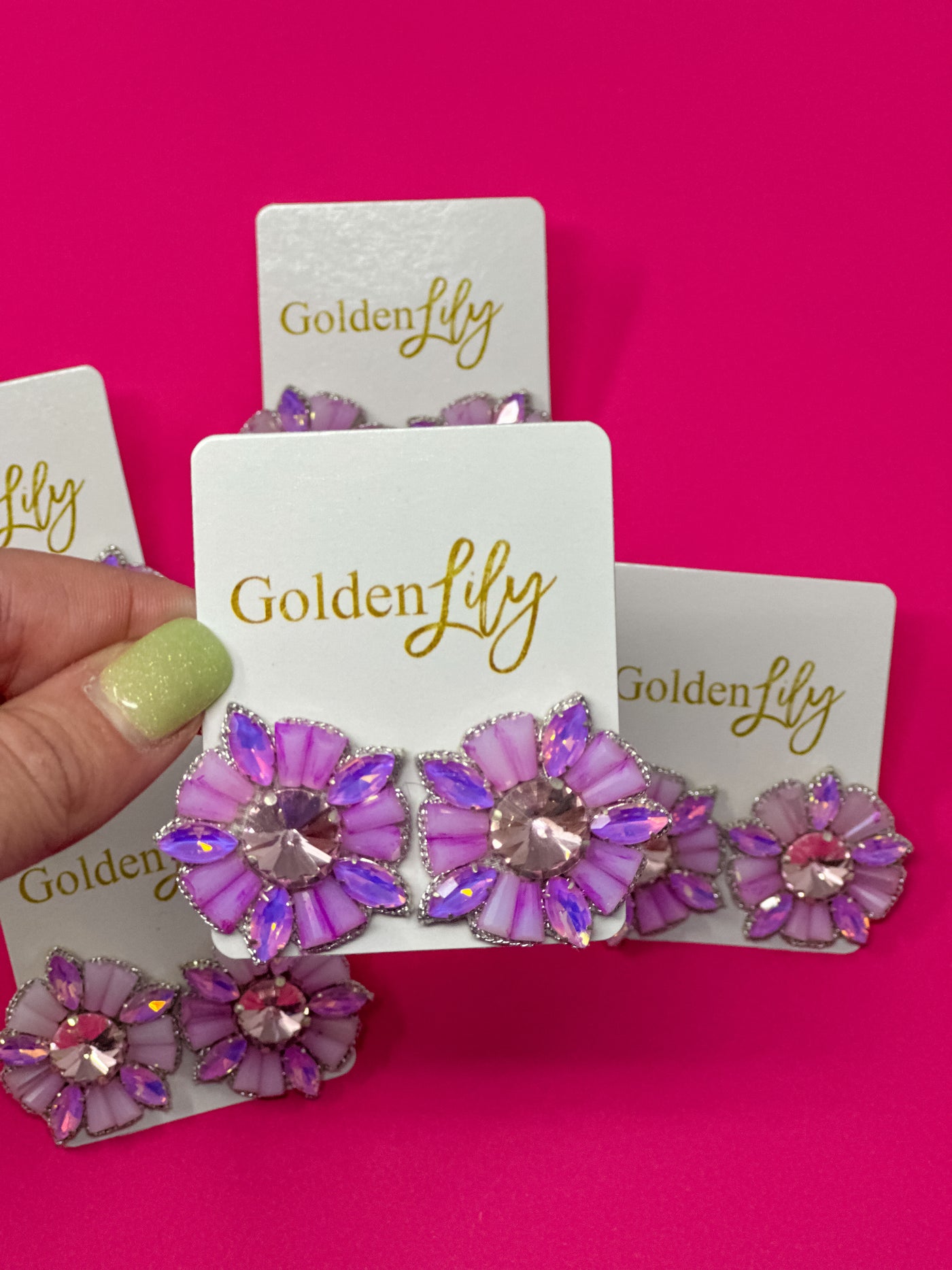 Bead Burst Stud Earrings - Lavender
