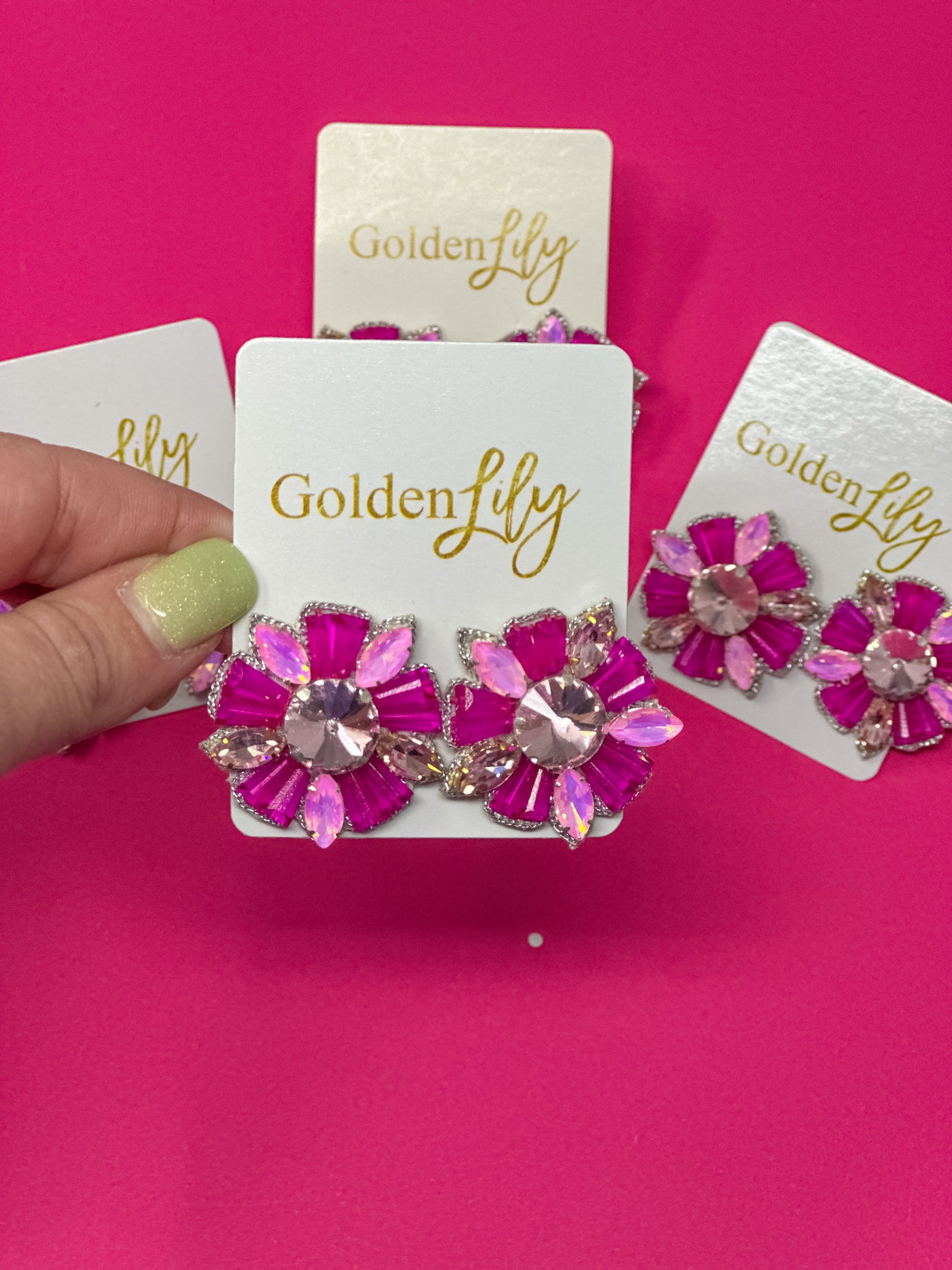 Bead Burst Stud Earrings - Iridescent Pink