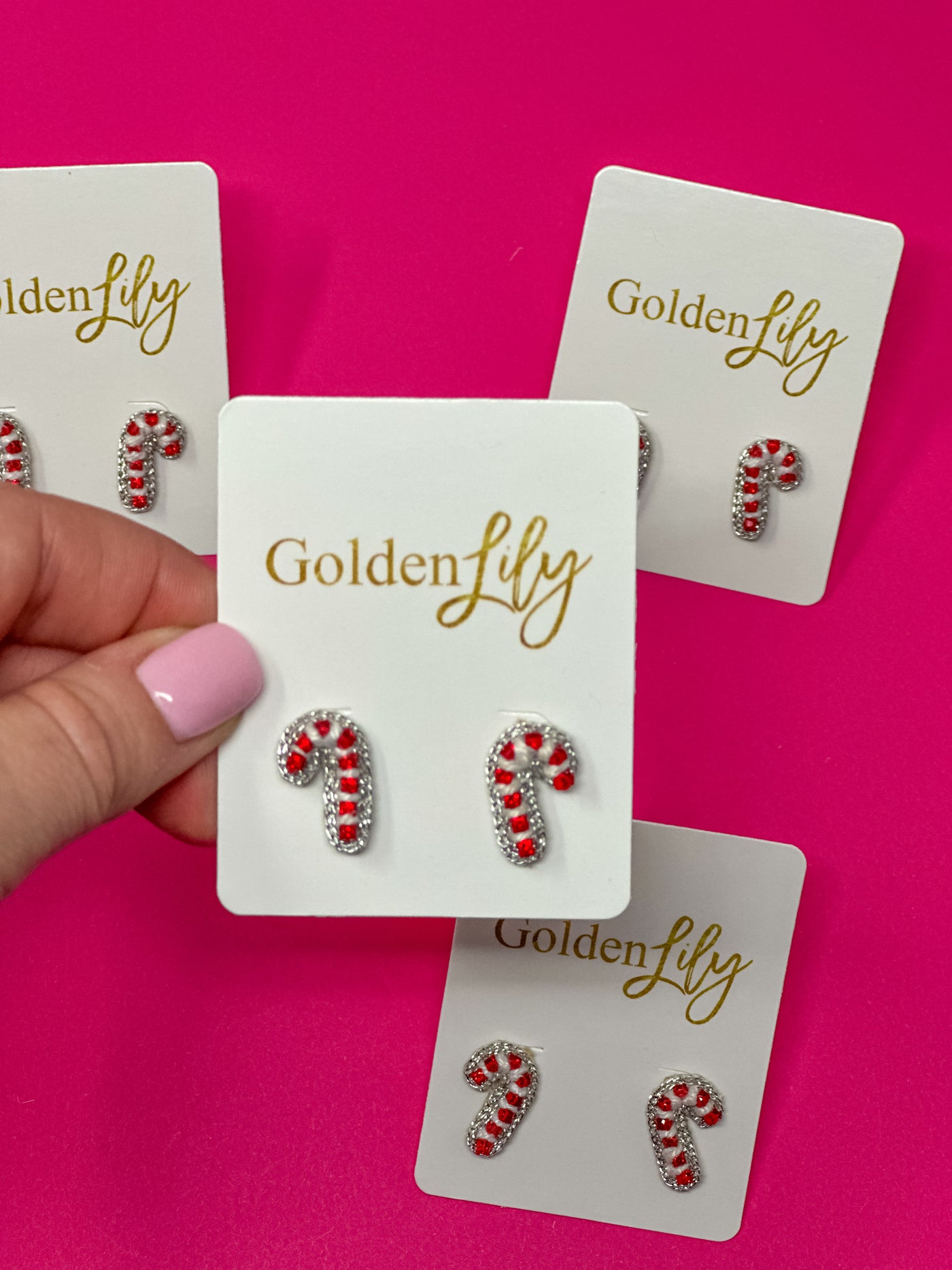 Candy Cane Stud Earrings