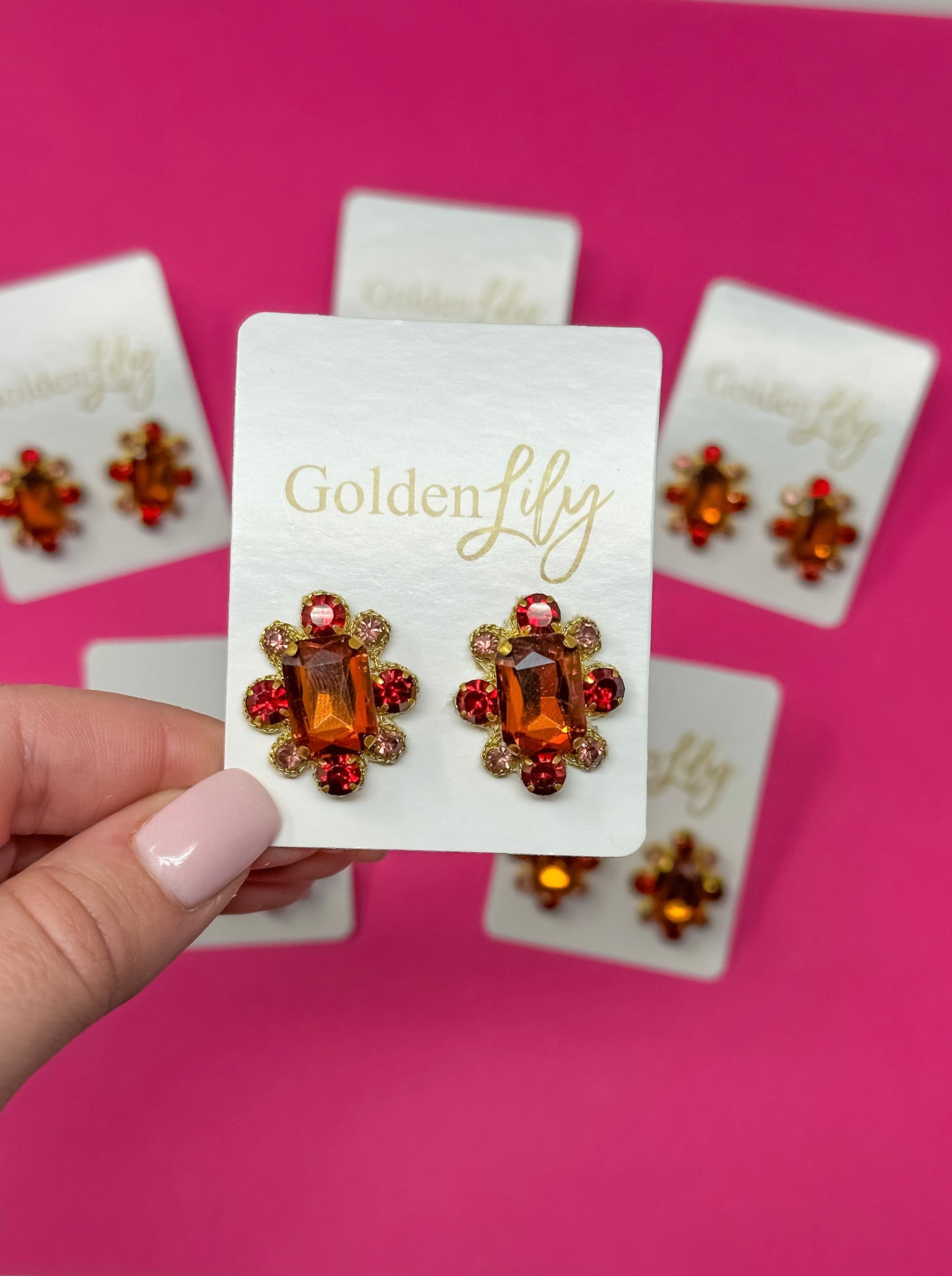 Fall Statement Stud Earrings - Brown
