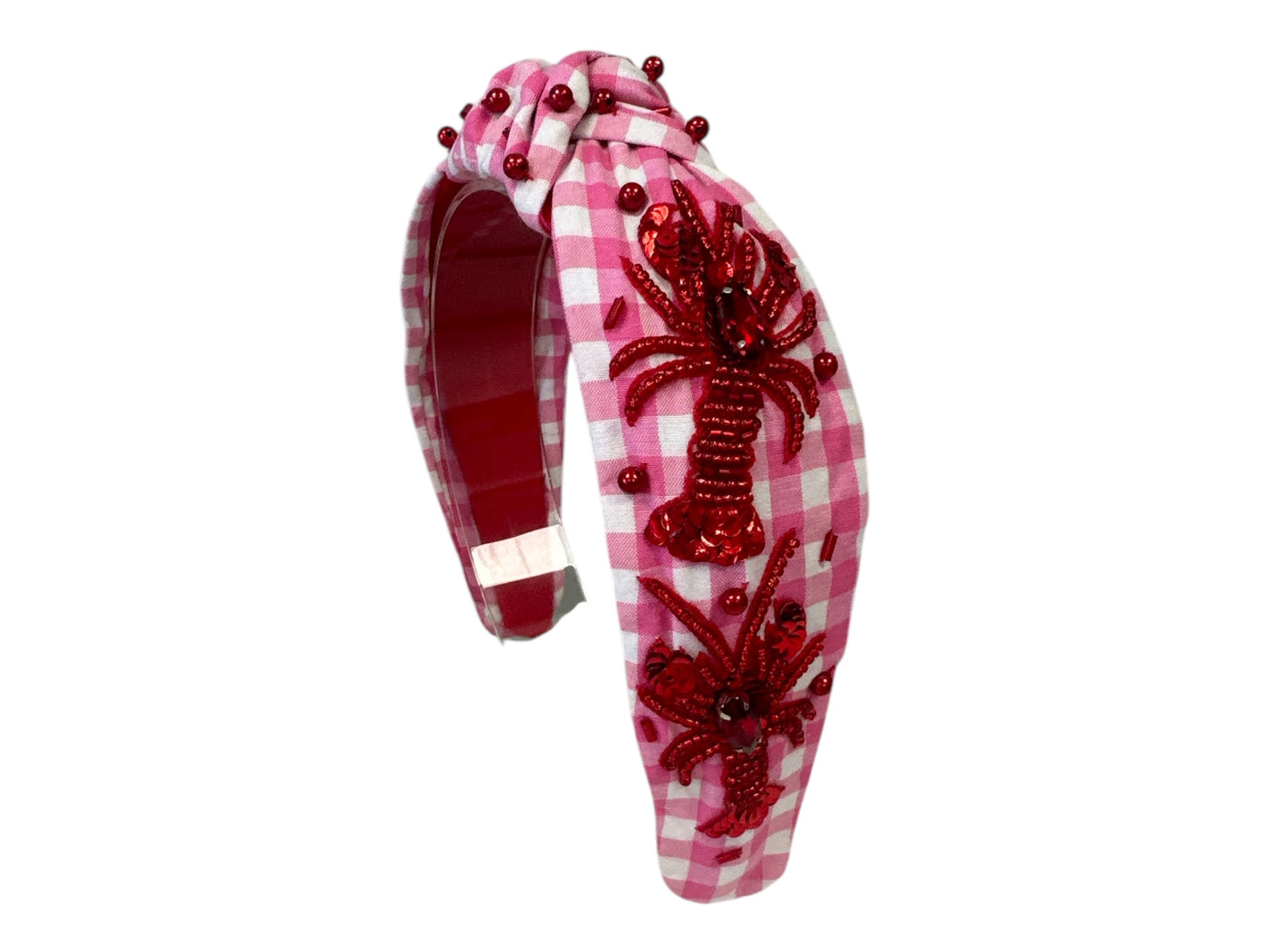 Headband Knot - Crawfish - Plaid - Pink