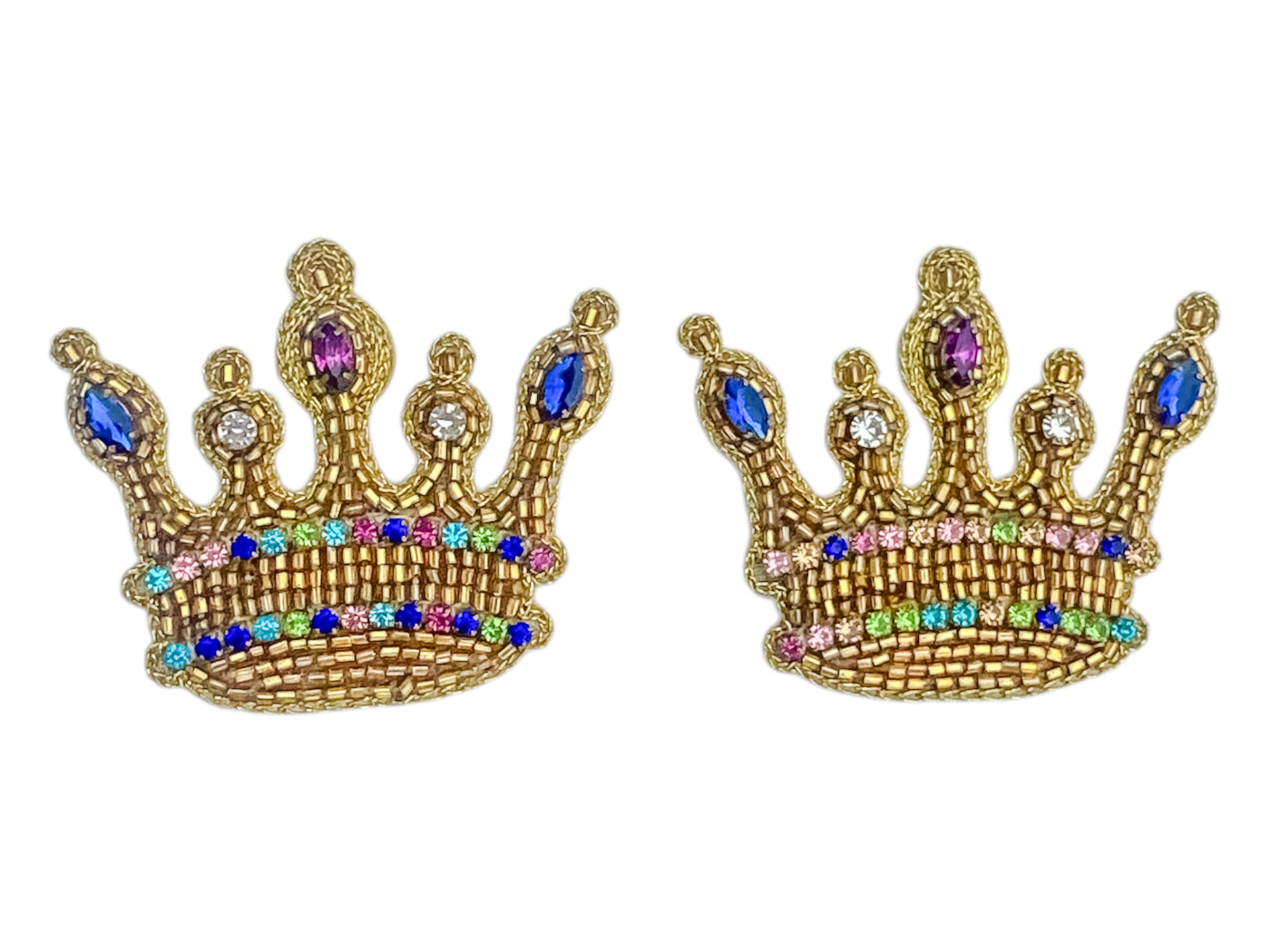 Mardi Gras Crown Stud Earrings - Multi