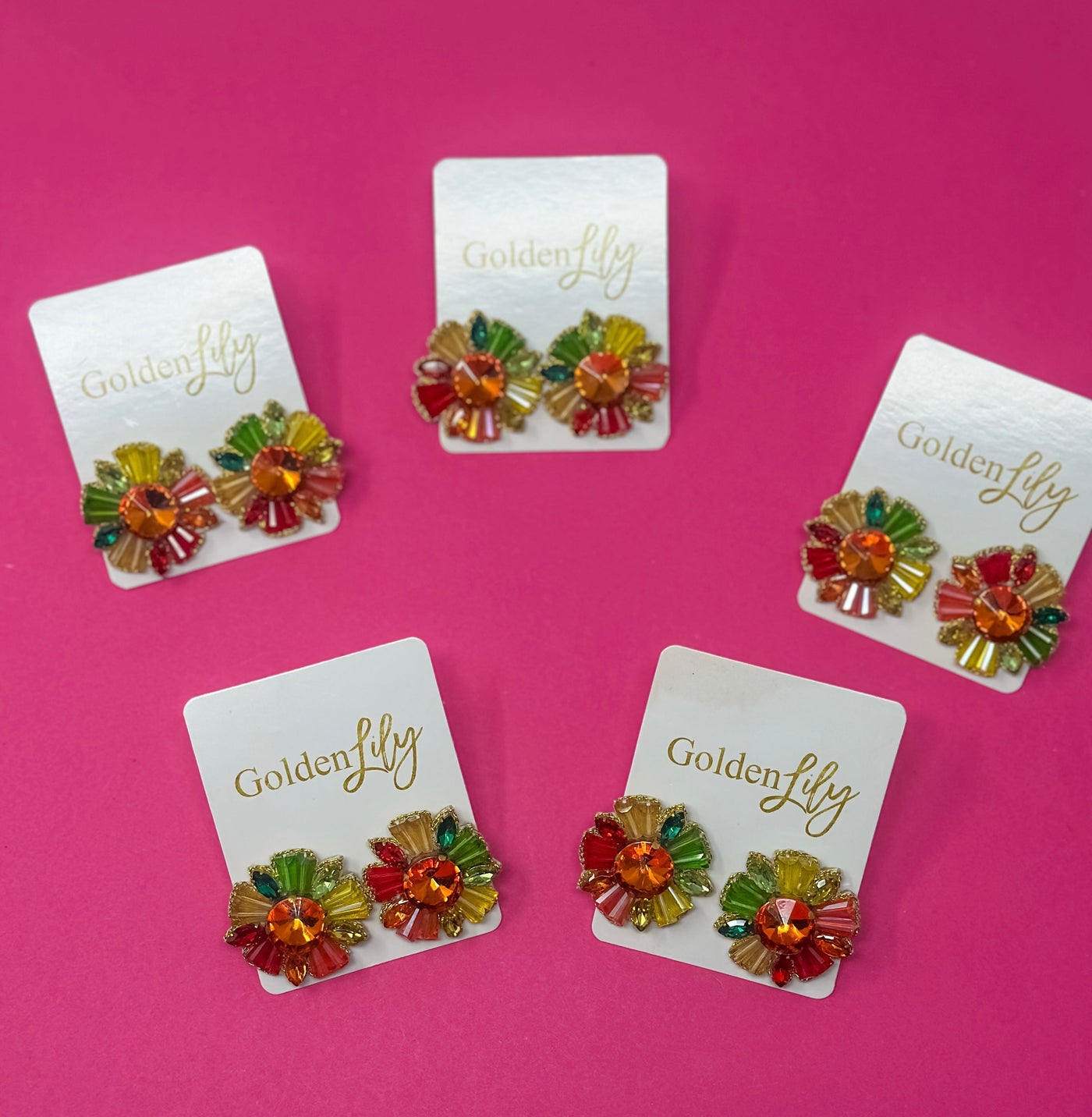 Fall Rhinestone Burst Earrings