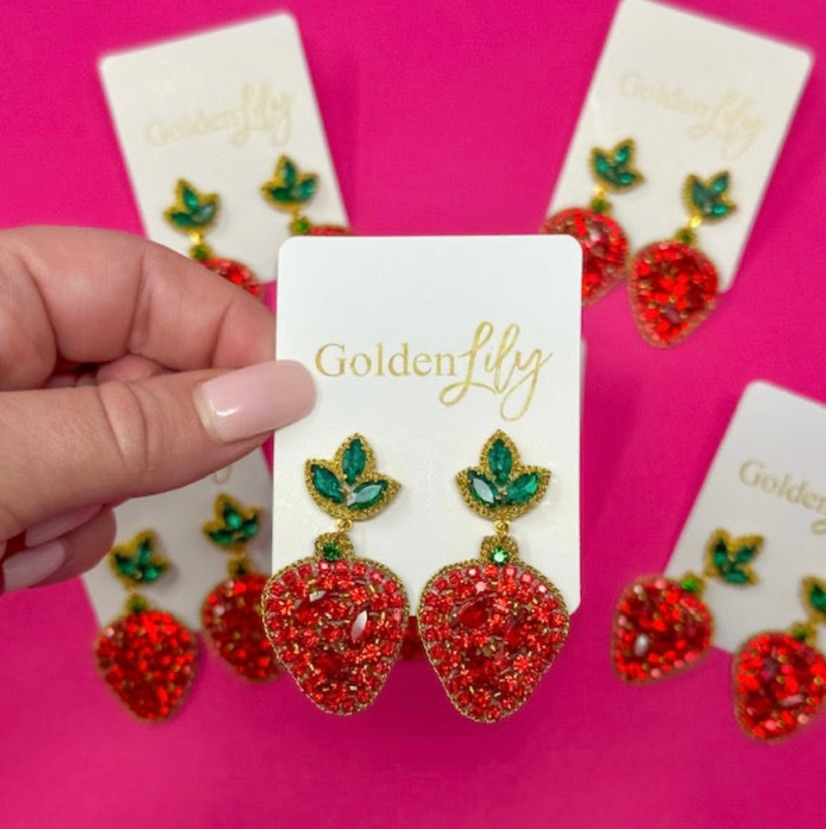 Strawberry Rhinestone Earrings
