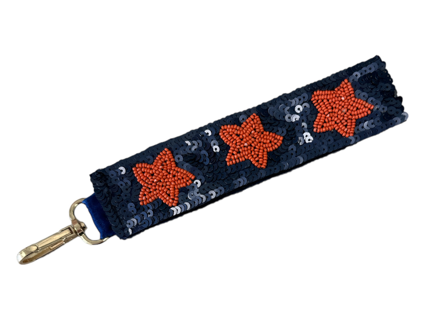 Key Chain - Navy and Orange Stars