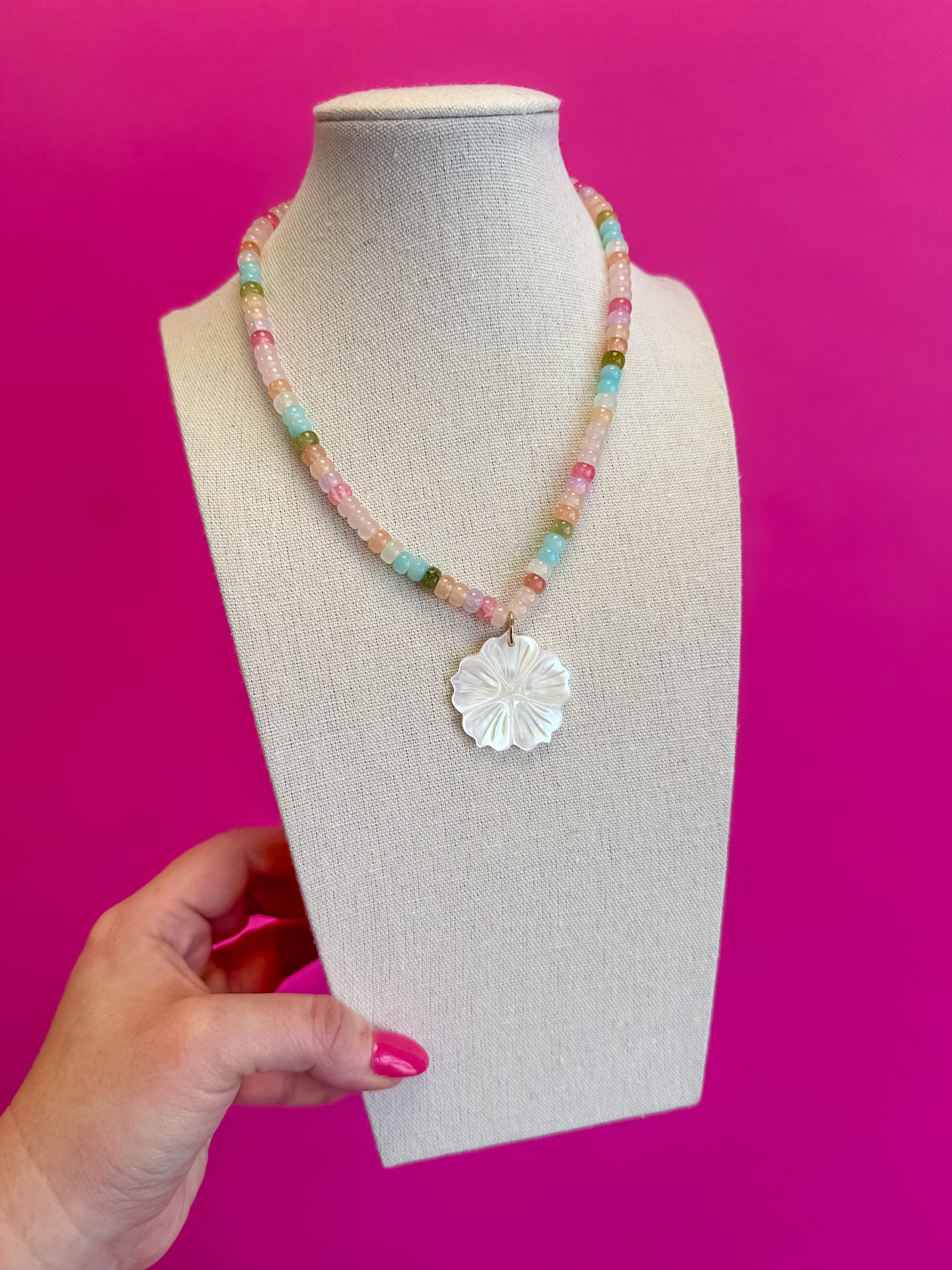 Multi Bead with Pearl Shell Pendant – Golden Lily Wholesale