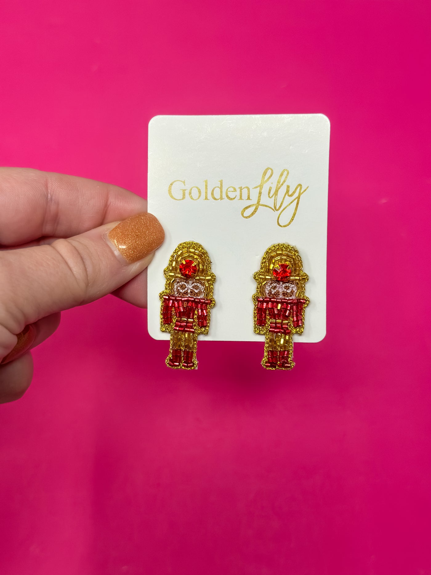 Nutcracker Stud Earrings - Red