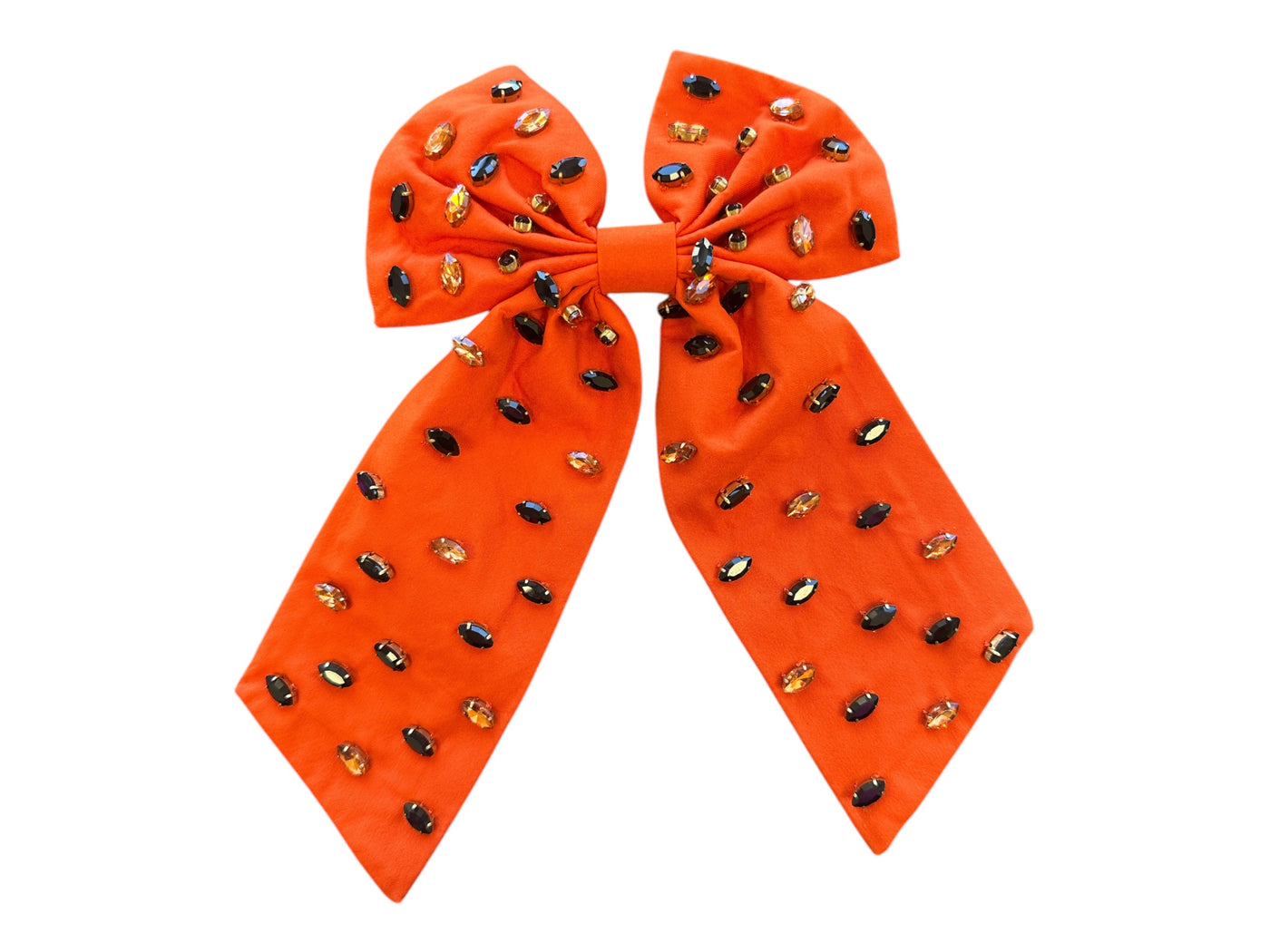 Rhinestone Bow - Orange and Black
