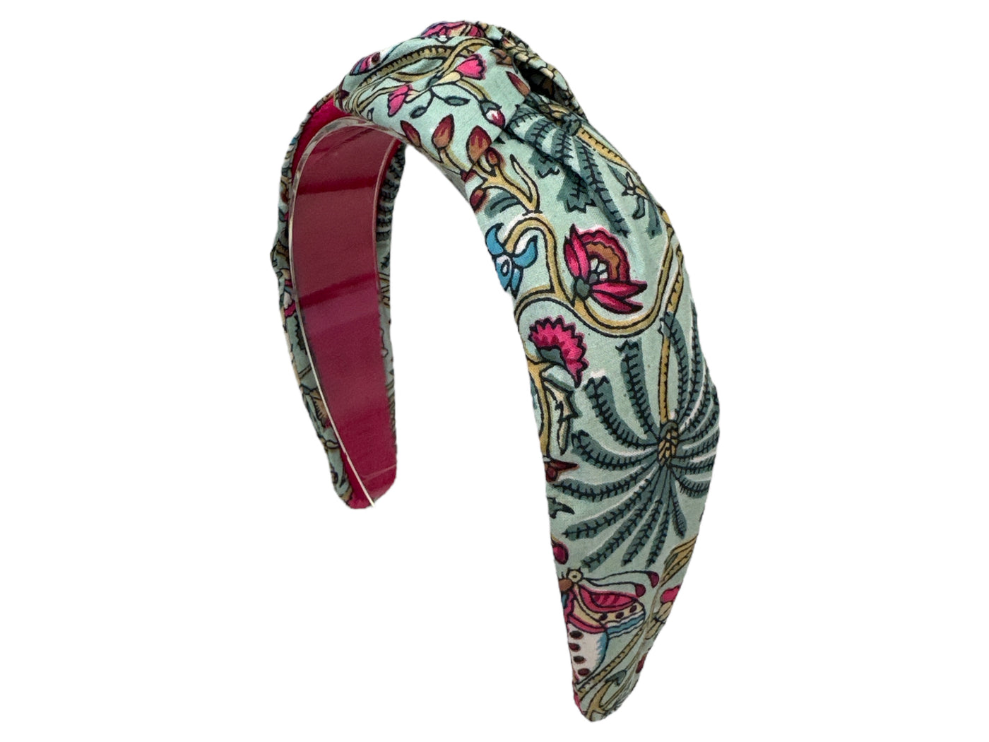 Solid Floral Print Headband - Peacock