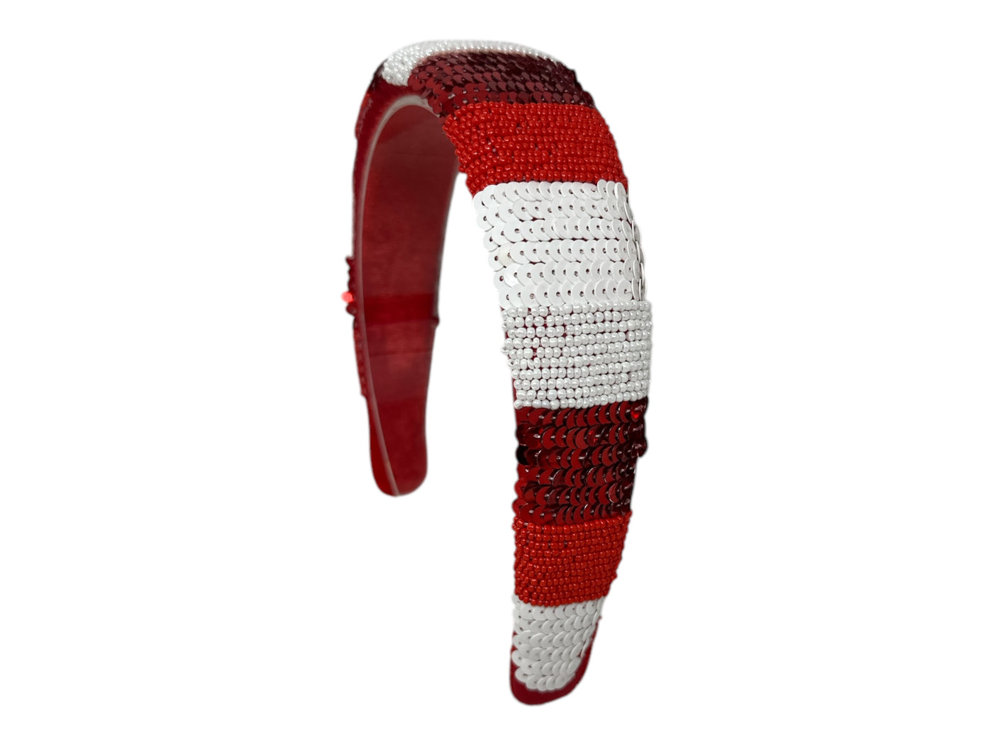 Solid Headband - Sequin Stripe - Red & White