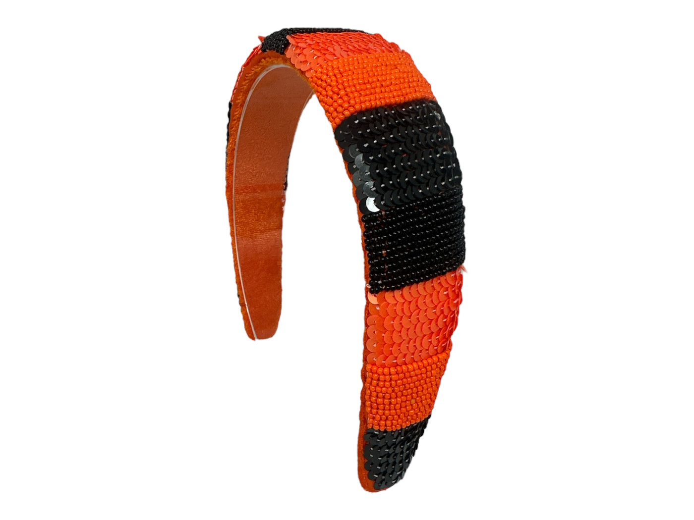 Solid Headband - Sequin Stripe - Orange & Black