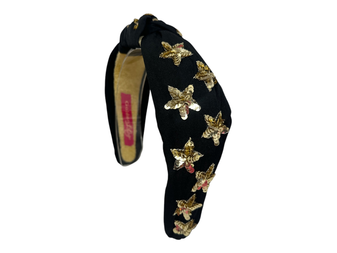 Headband Knot - Sequin Star - Black w/ Gold
