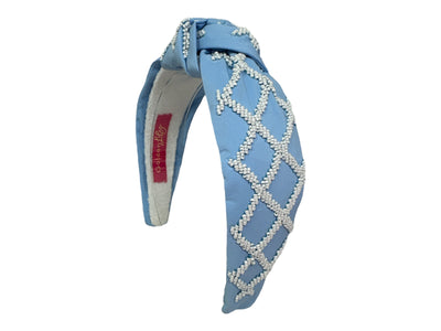 Headband Knot - Game Day - Light Blue & White
