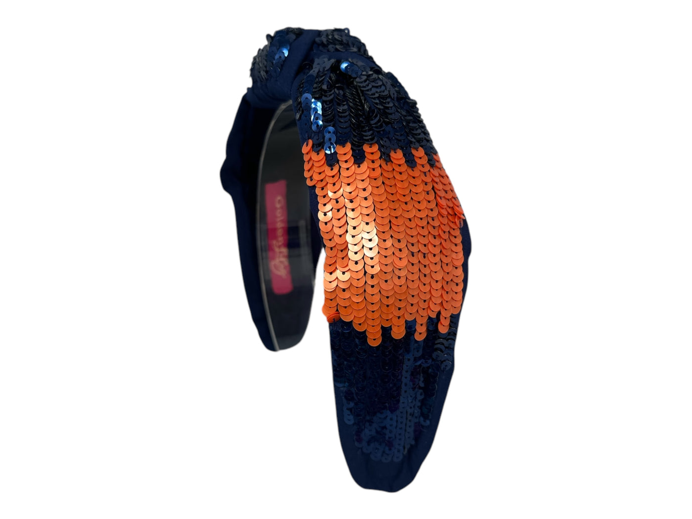 Headband Knot - Sequin - Navy & Orange Color Block