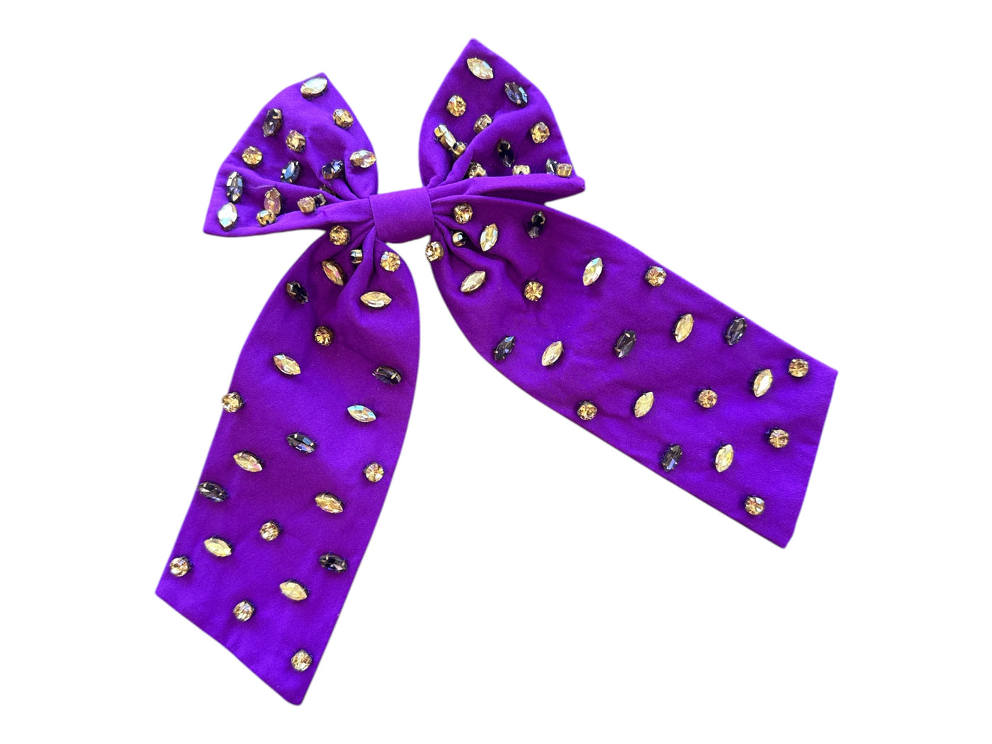 Rhinestone Bow - Purple and Gold