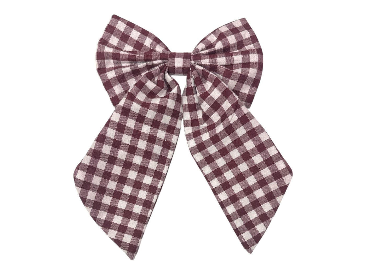 Gingham Bow - Maroon