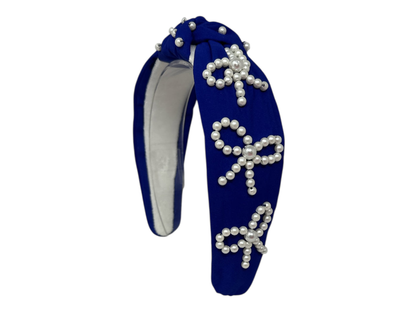 Headband Knot - Royal Blue with Pearl Bow