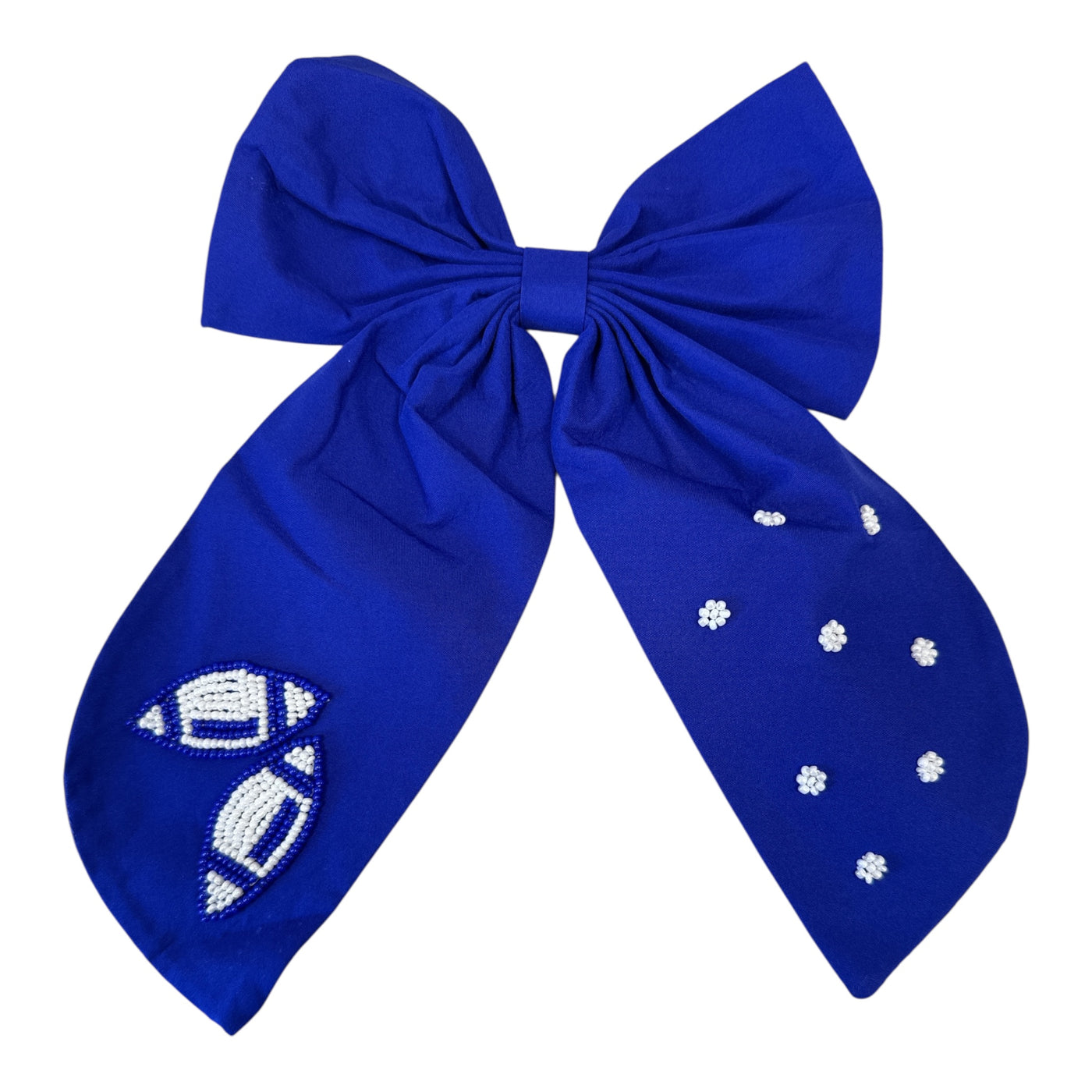 Game Day Bow - Football Blue and White