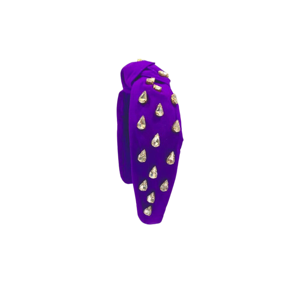 Headband Knot - Purple w/ Clear Rhinestone