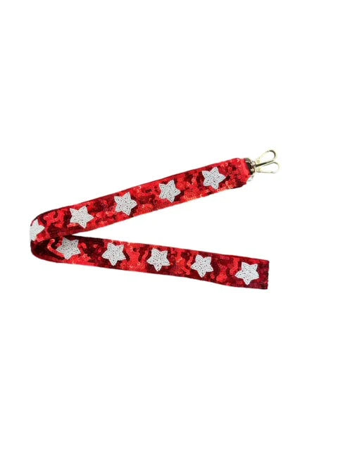 Sequin Bag Strap - Red w/ White Stars