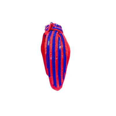Headband Knot - Sequin Stripe - Red & Blue