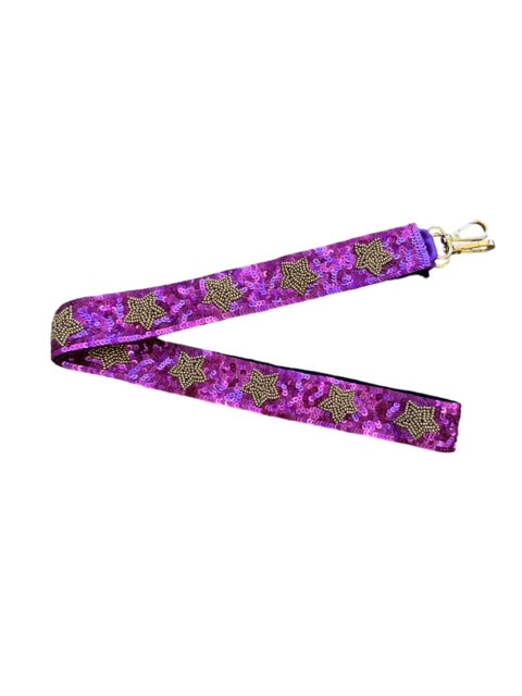 WS Sequin Strap - Purple with Gold Star