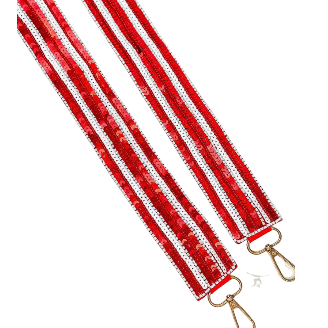 WS Sequin Strap - Red and White Stripe