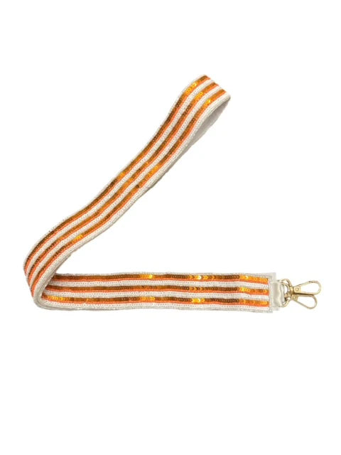 Sequin Bag Strap - Orange & White Stripe