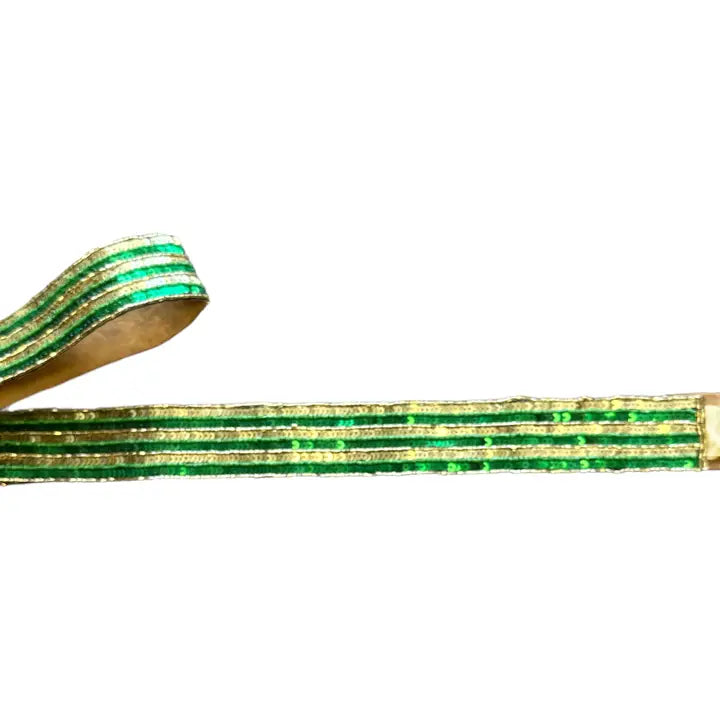 Sequin Bag Strap - Green & Gold Stripe