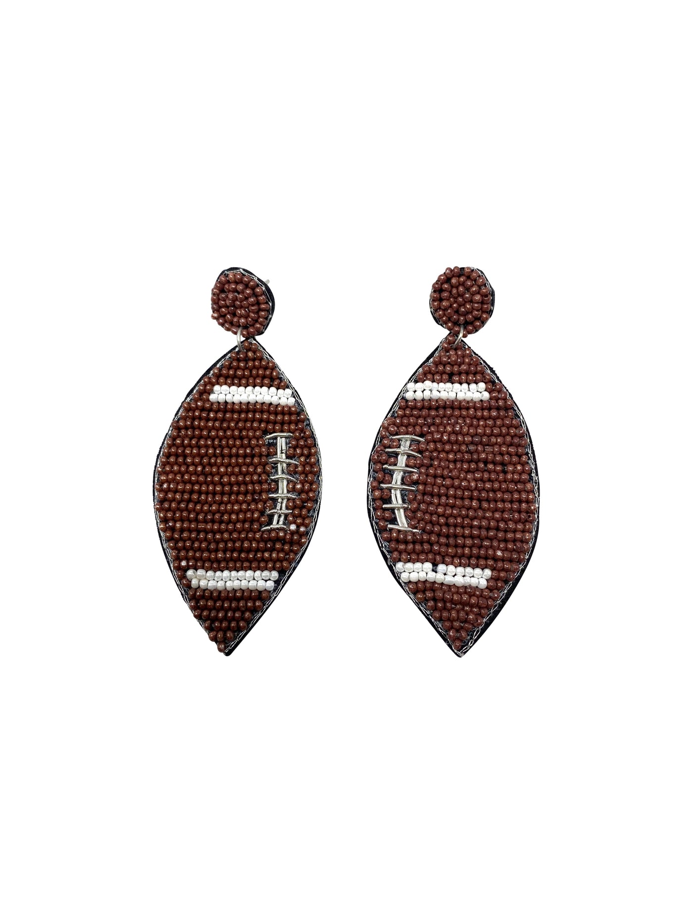 Beaded Brown Football Earrings