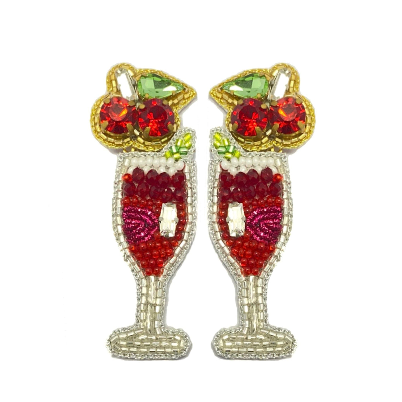 Christmas Cranberry Cocktail Earrings - Dangle