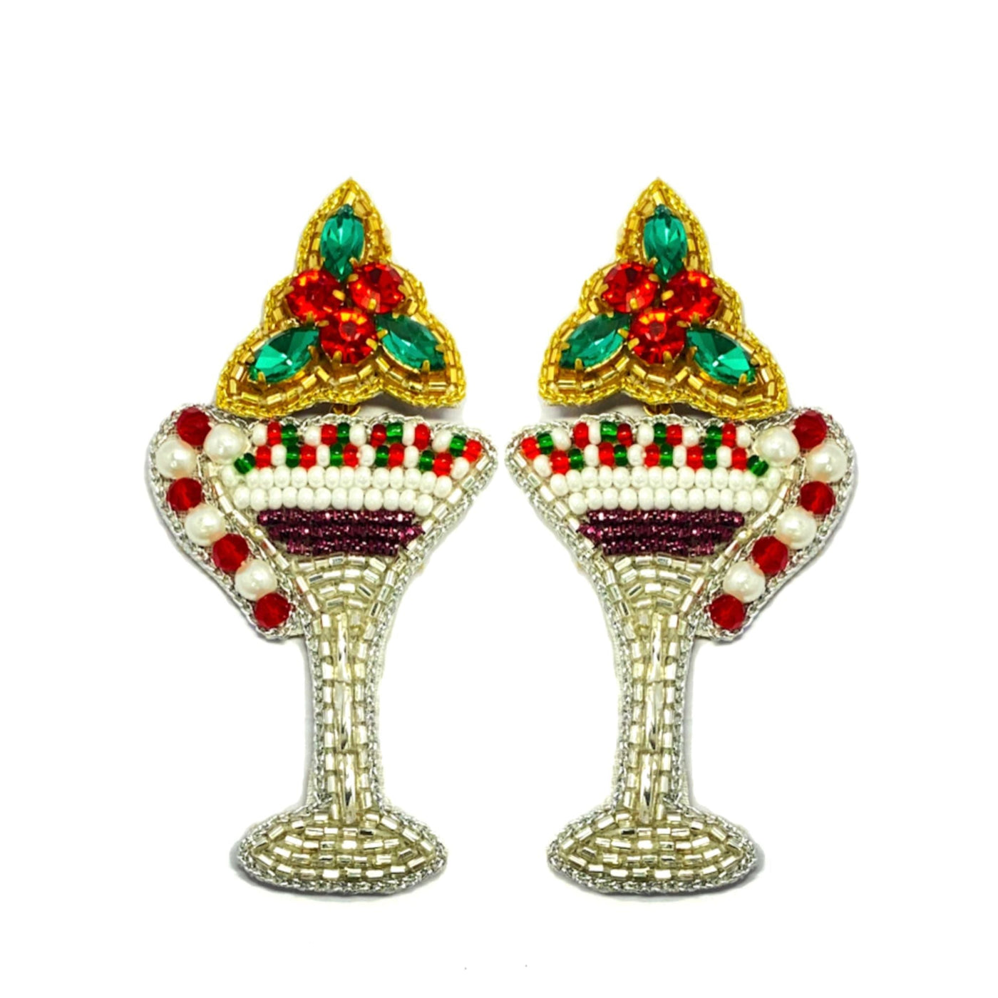 Christmas Holiday Martini Earrings - Dangle