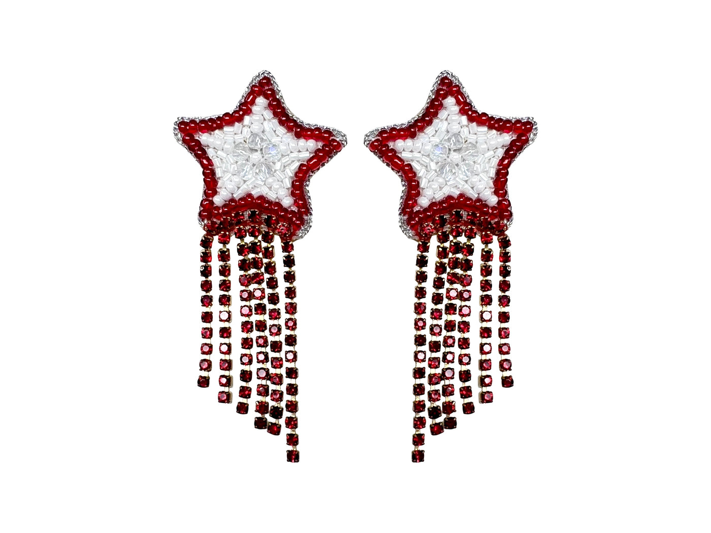 Star Rhinestone Dangle - Red and White