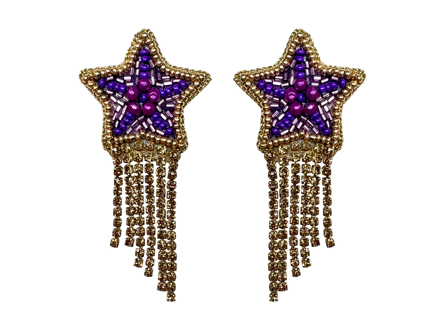 Star Rhinestone Dangle - Purple and Gold