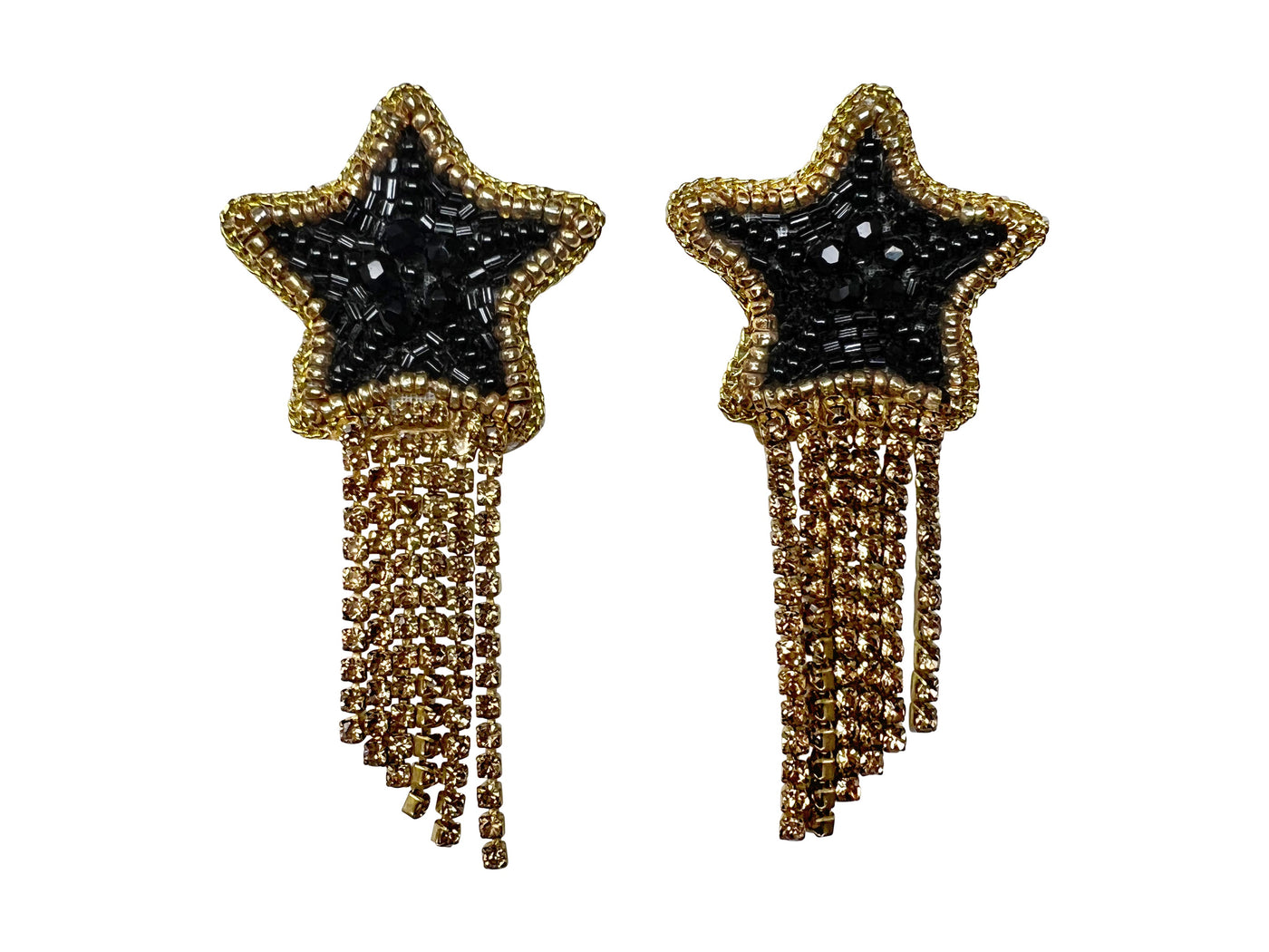 Star Rhinestone Dangle - Black and Gold