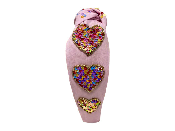 WS Headband Pink with Sequin Hearts