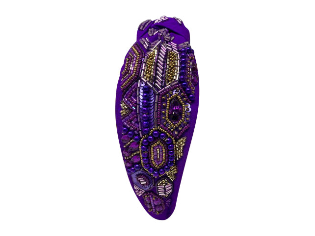Headband Knot - Purple & Gold Beading